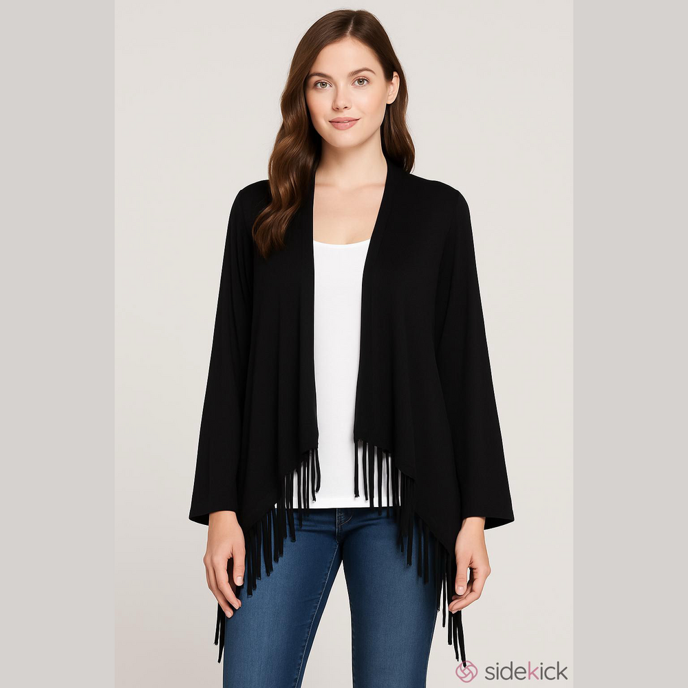 Elegant Black Fringe Women's Top